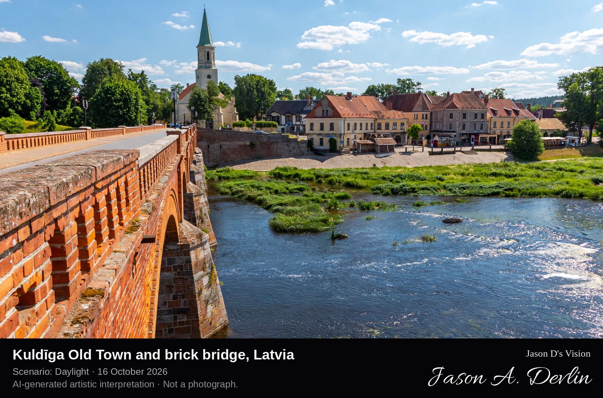 Kuldīga Old Town and brick bridge, Latvia