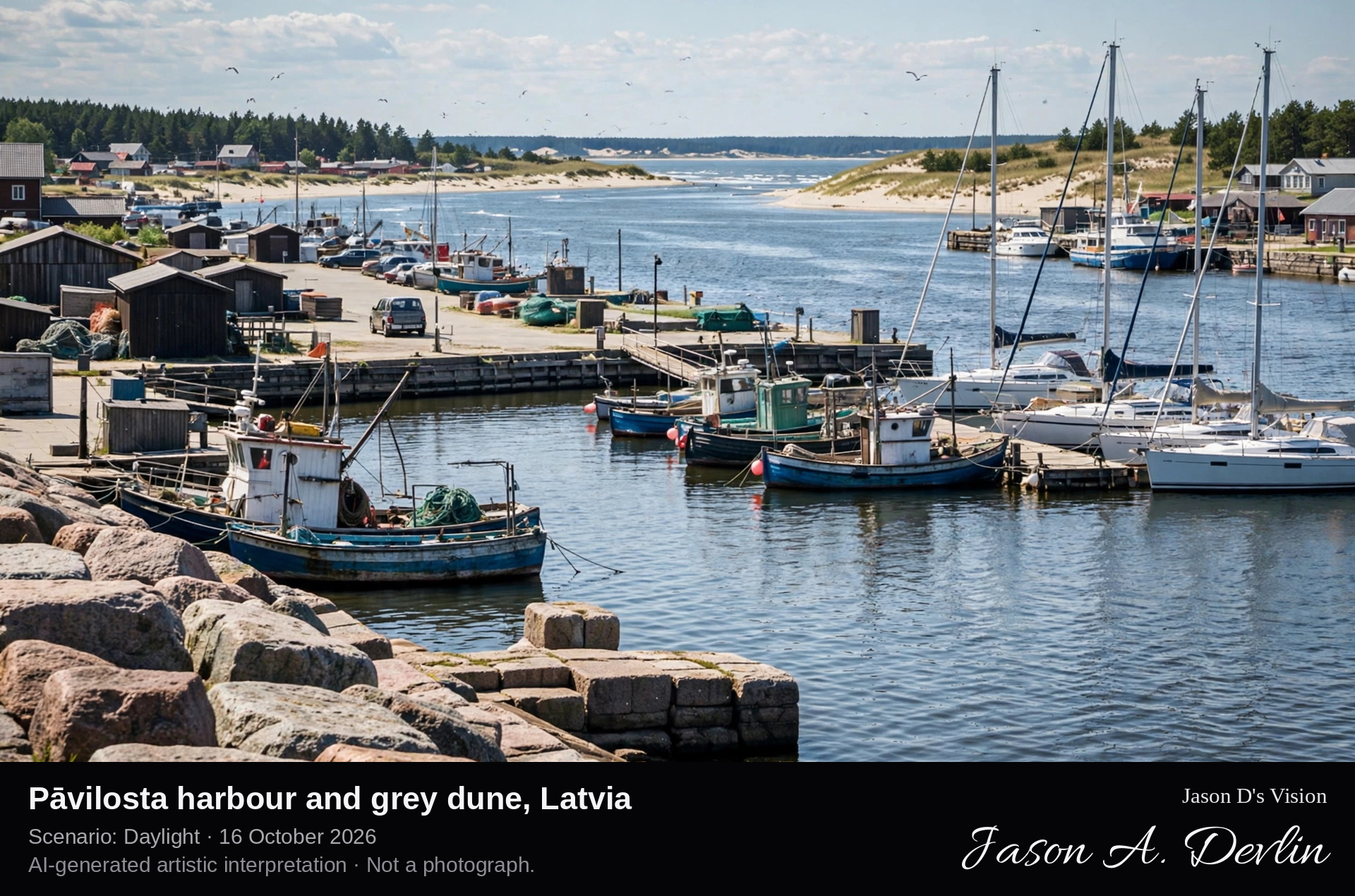 Pāvilosta harbour and grey dune, Latvia