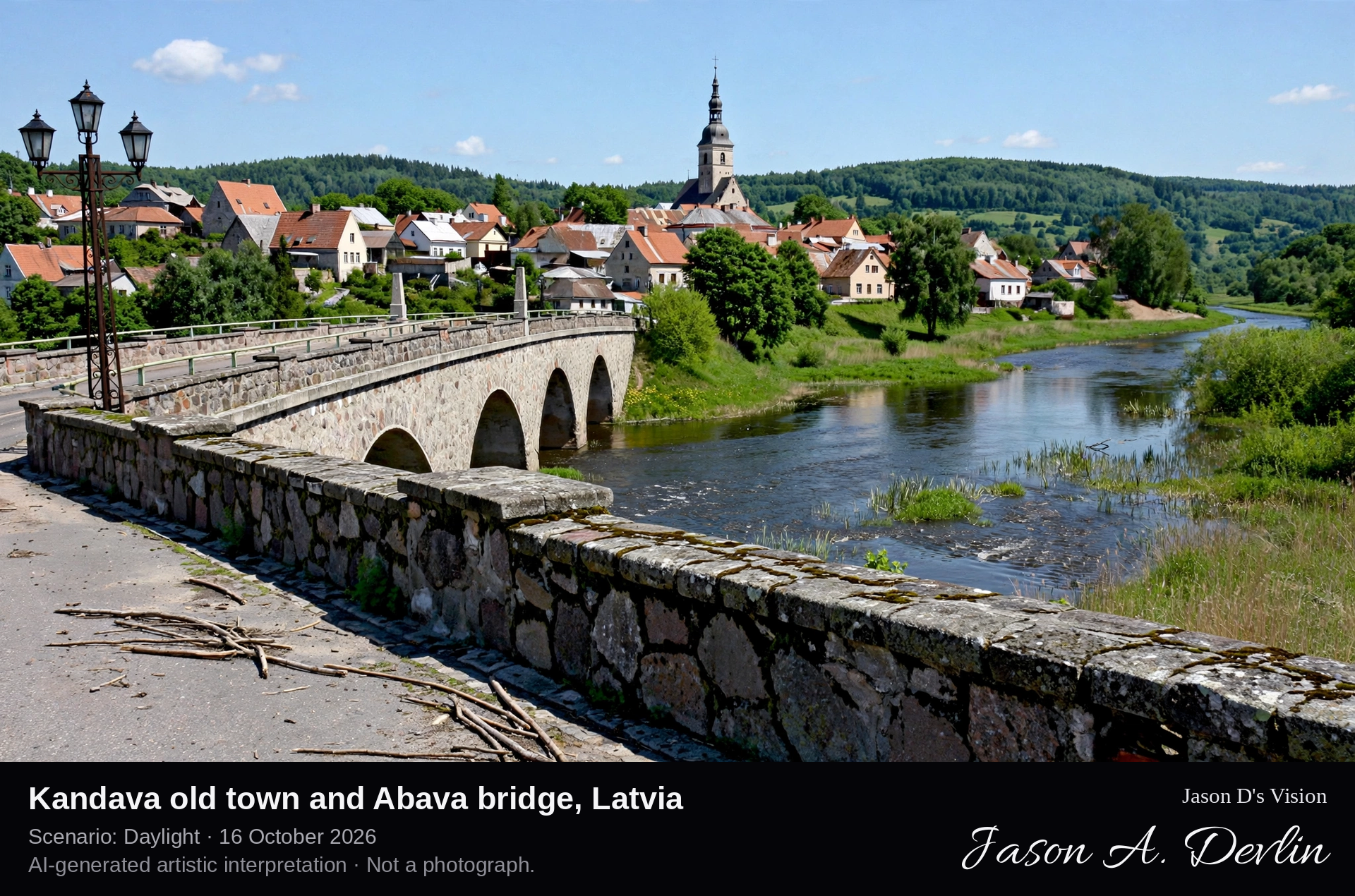 Kandava old town and Abava bridge, Latvia