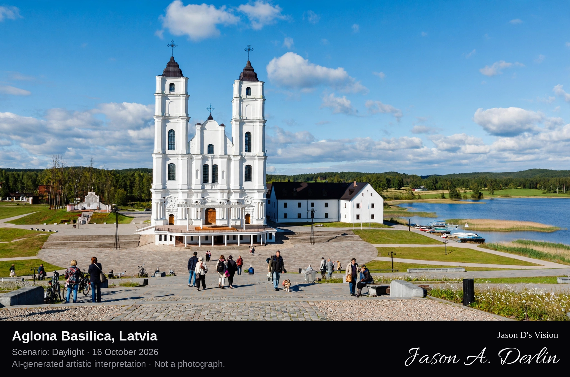 AI-generated artistic interpretation of Aglona Basilica, Aglona, Latvia.