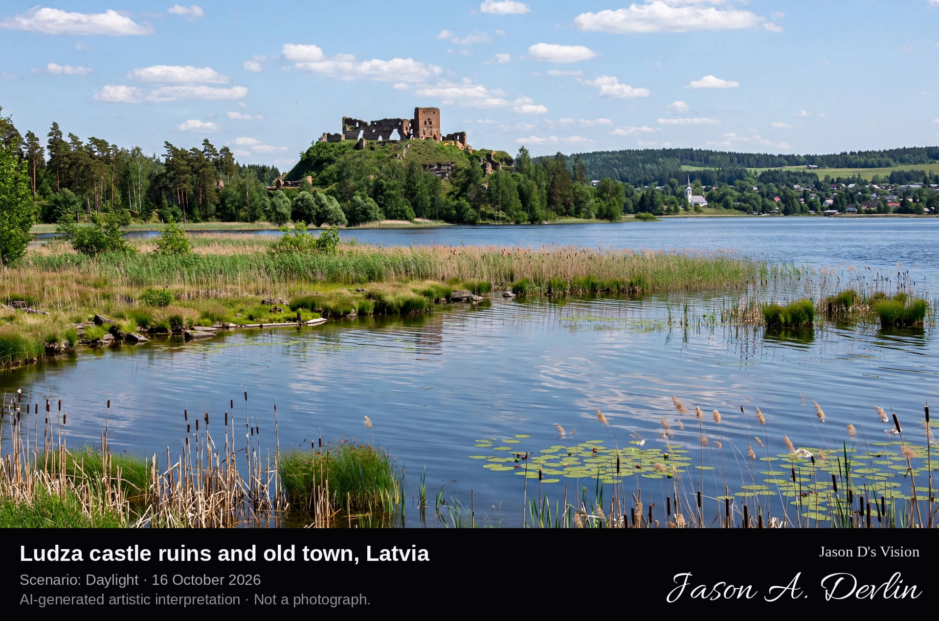 Ludza castle ruins and old town, Latvia