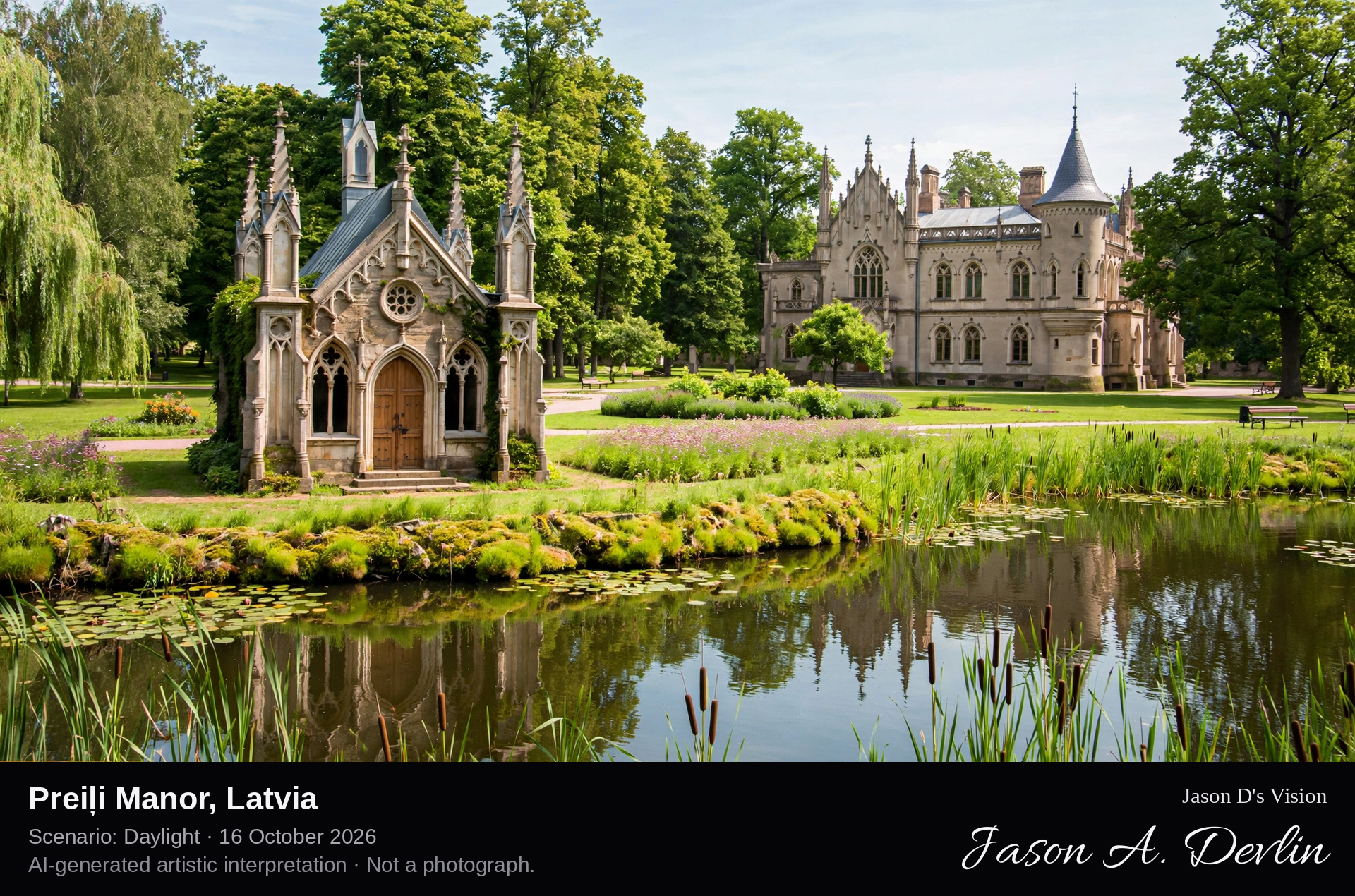 AI-generated artistic interpretation of Preiļi Manor, Preiļi, Latvia.