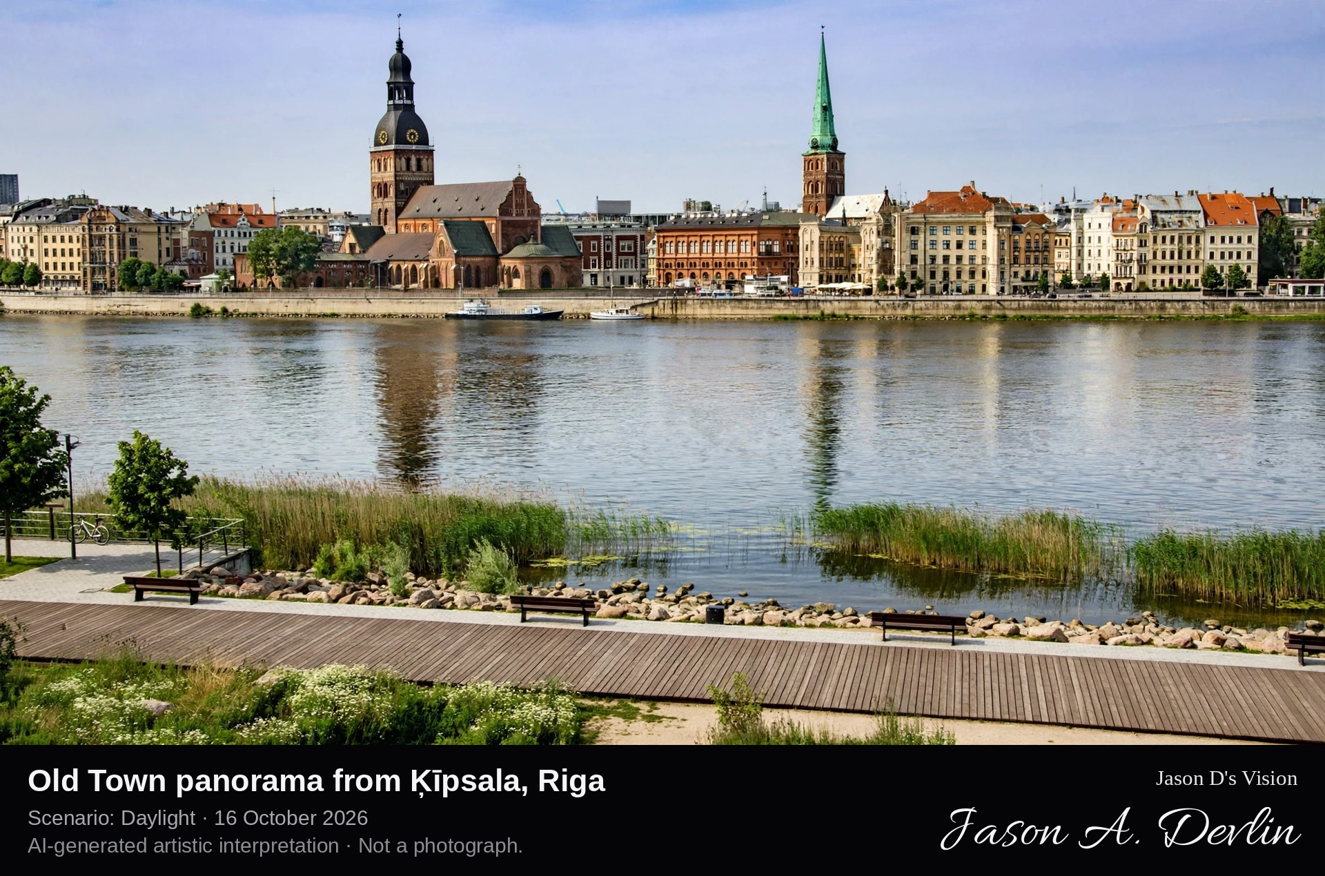 Old Town panorama from Ķīpsala, Riga