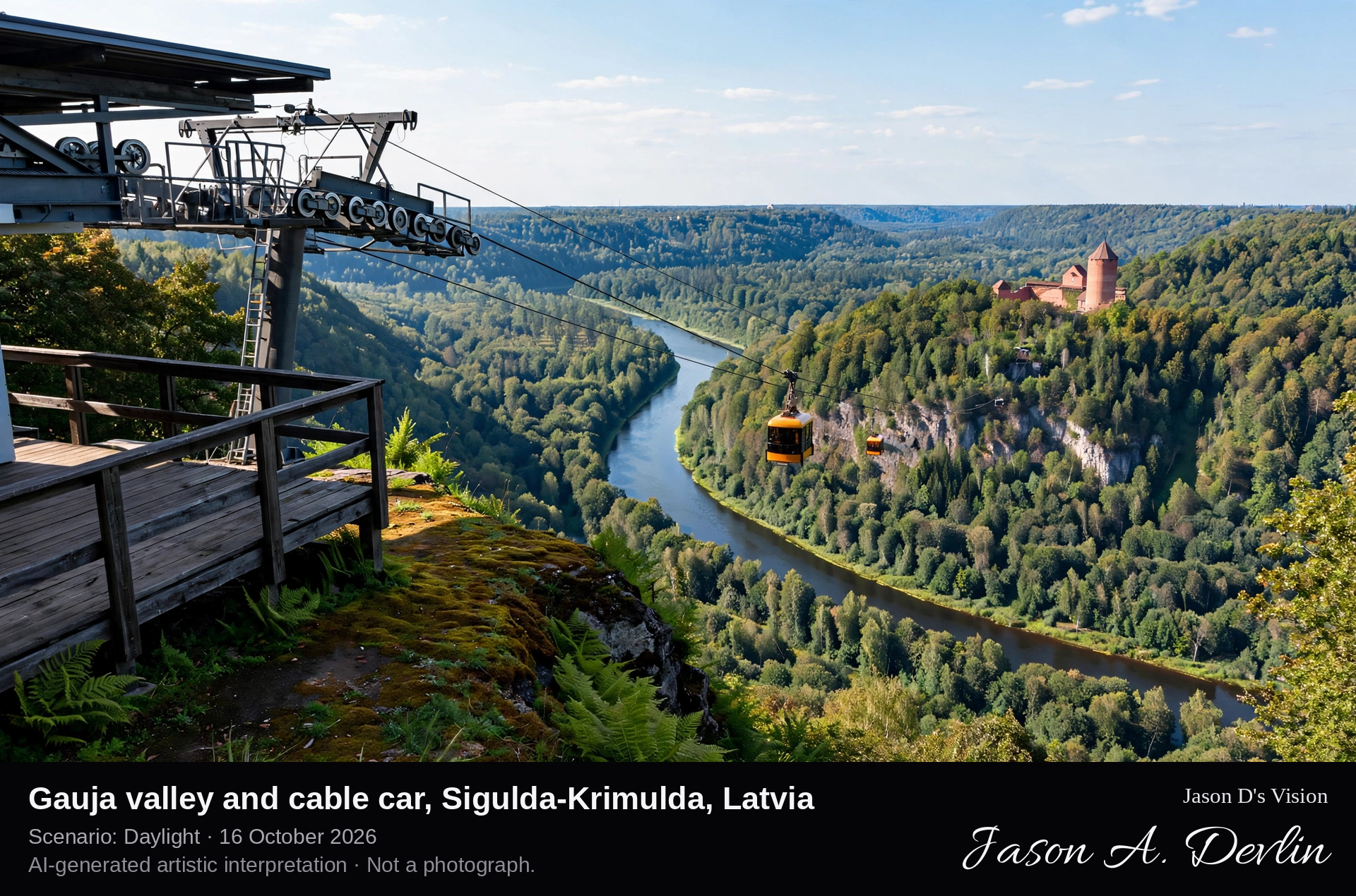 Gauja valley and cable car, Sigulda-Krimulda, Latvia