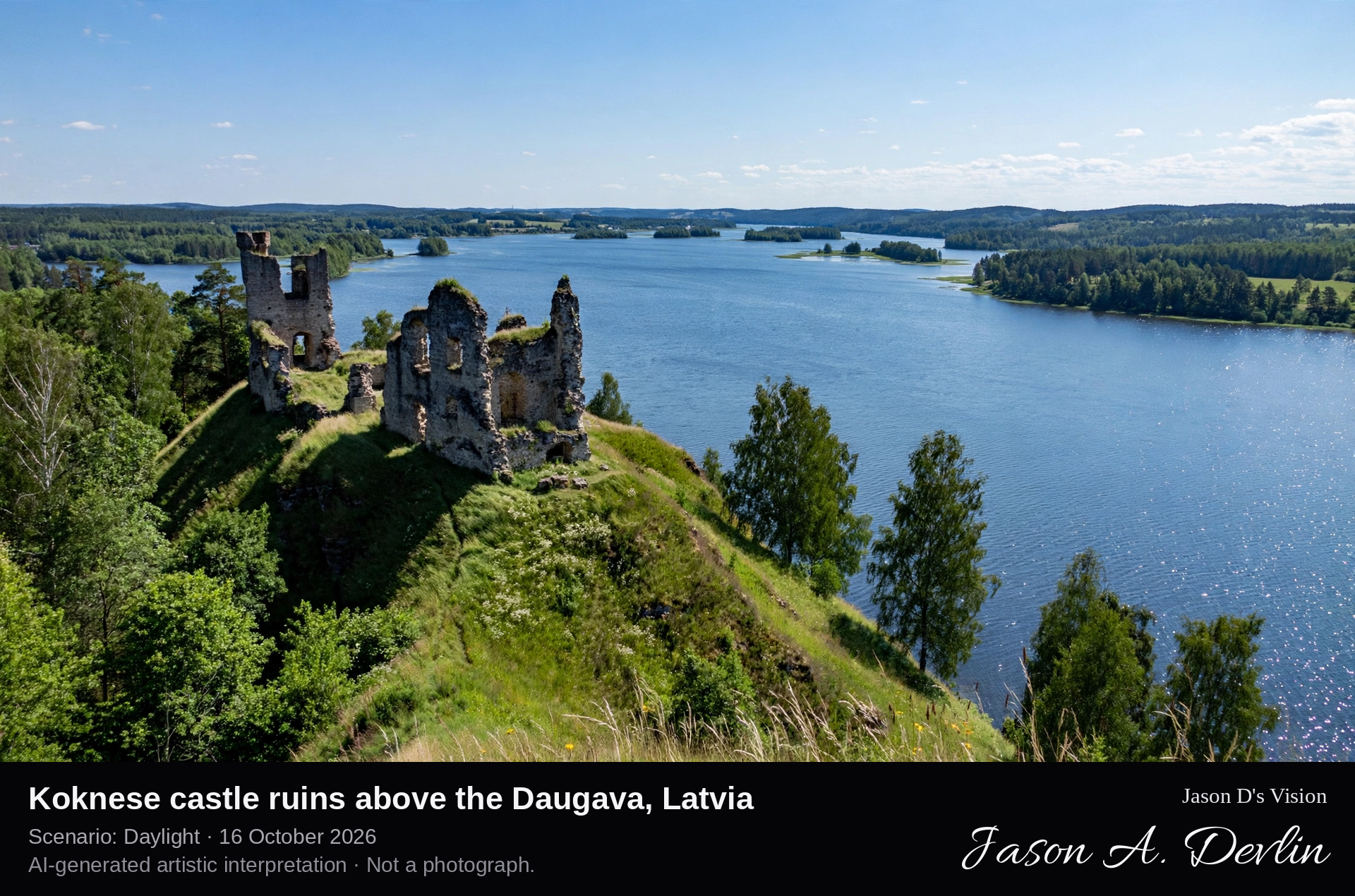 Koknese castle ruins above the Daugava, Latvia