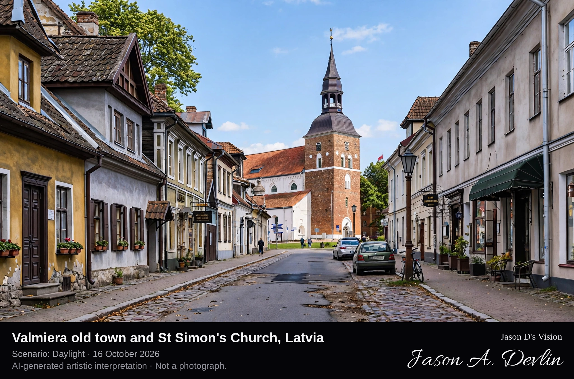 Valmiera old town and St Simon's Church, Latvia
