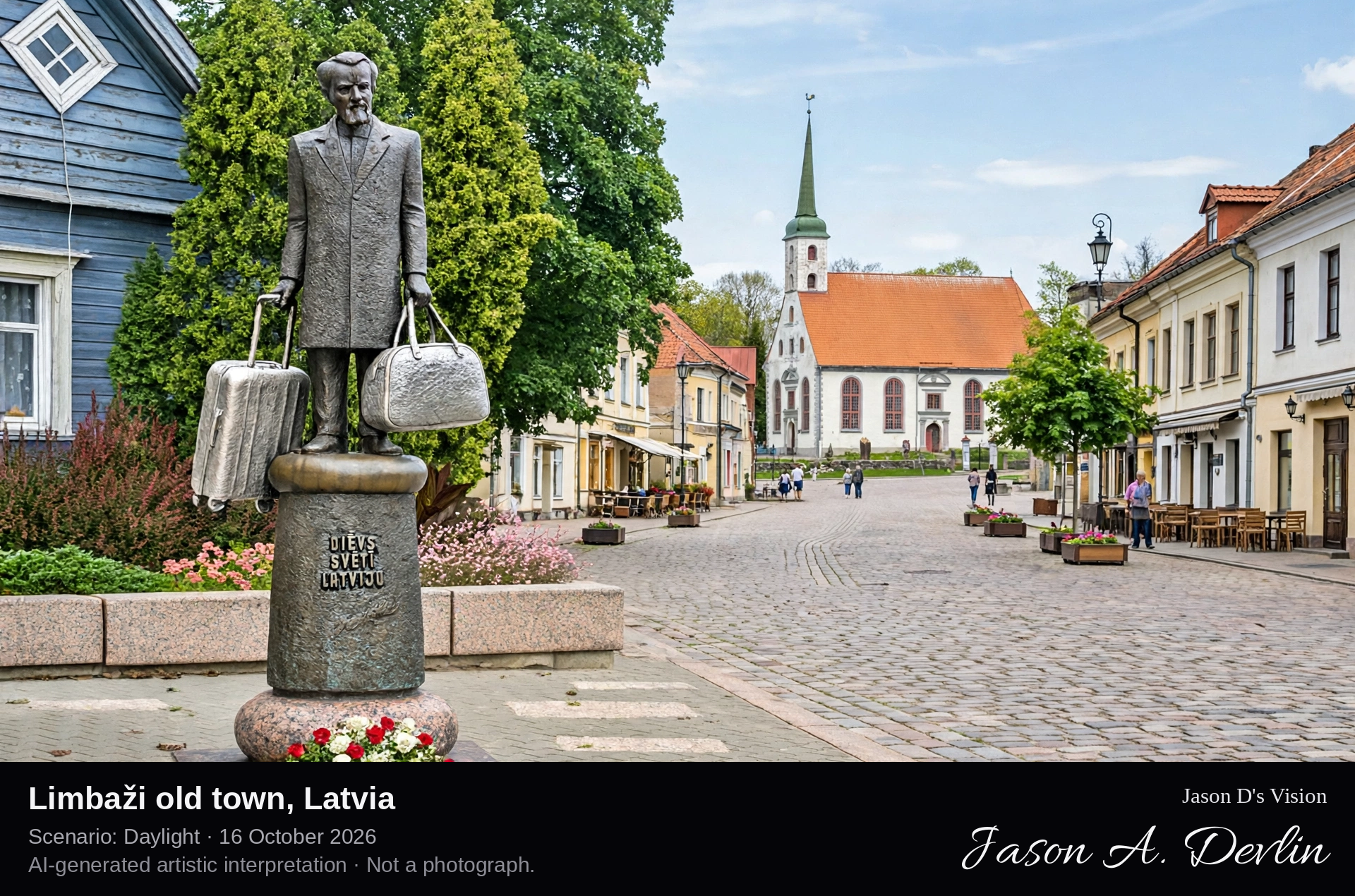 AI-generated artistic interpretation of Limbaži old town, Limbaži, Latvia.